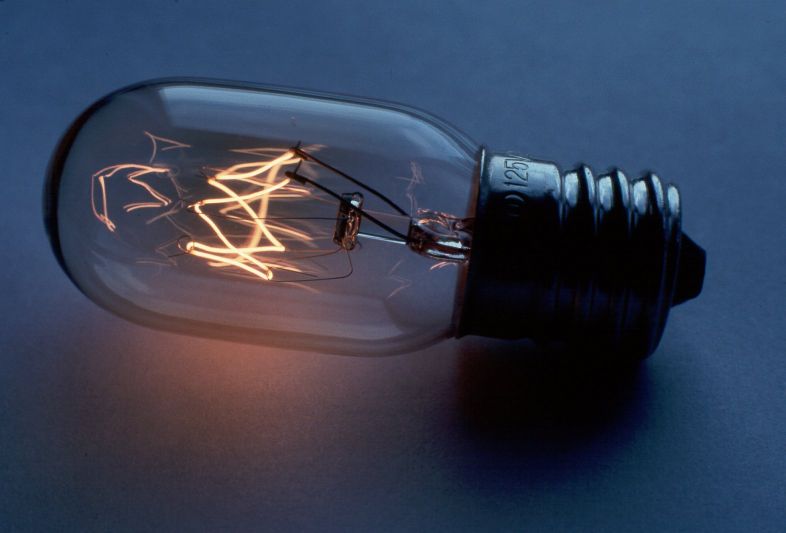 A small light bulb powered by invisible wires
