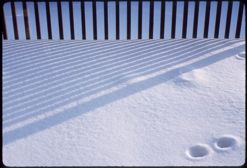 Snow on the back porch where I live